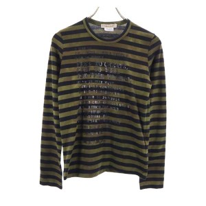 コムデギャルソン 2016年 日本製 ボーダー 長袖 Tシャツ XS カーキグリーン COMME des GARCONS ロンT レディース