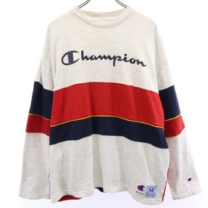 チャンピオン 90s 青タグ オールド バック プリント 長袖 トレーナー M グレー Champion スウェット メンズ