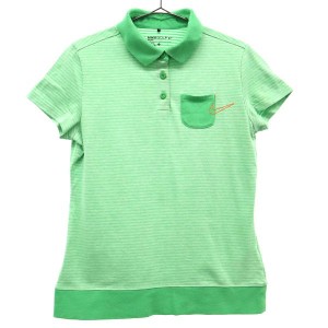 ナイキゴルフ ロゴ刺繍 ゴルフ 半袖 ポロシャツ L グリーン NIKE GOLF DRI-FIT レディース