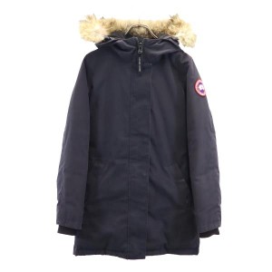 カナダグース カナダ製 ダウンジャケット S ネイビー CANADA GOOSE ファーフード レディース