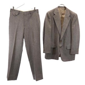 アクアスキュータム 日本製 ウール ヘリンボーン柄 スーツ 上下 セットアップ 94AB4 グレー系 Aquascutum メンズ