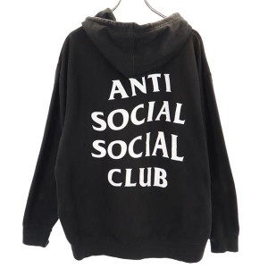 アンチソーシャルソーシャルクラブ USA製 バックプリント 長袖 スウェットパーカー L ブラック系 ANTI SOCIAL SOCIAL CLUB ロゴ メンズ