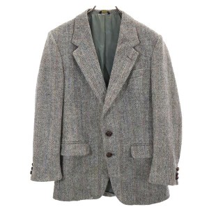 ハリスツイード 70s 80s USA製 ヴィンテージ ウール テーラードジャケット グレー系 HARRIS TWEED メンズ