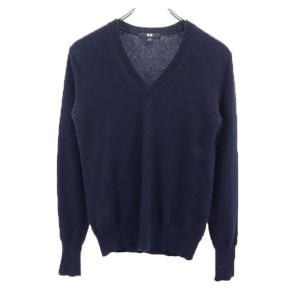 ユニクロ 【新品】UNIQLO ニット ウールセーター 長袖 Vネック 無地 薄手 プルオーバー カシミヤ100% XL ネイビー 紺 レディース ユニクロ 【新品】UNIQLO ニット ウールセーター 長袖 Vネック