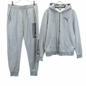 プーマ スウェット 上下 セットアップ L/XL グレー系 PUMA ジップパーカー 裏起毛 メンズ