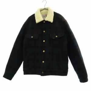 リー ハリスツイード ストームライダー チェック 内ボア ウールジャケット L グリーン×ブラウン Lee HARRISTWEED メンズ