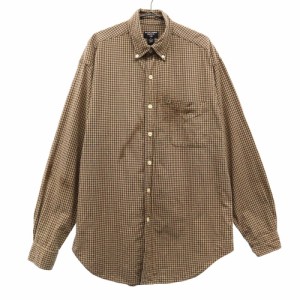 ラルフローレン チェック 長袖 ボタンダウンシャツ M ブラウン RALPH LAUREN メンズ