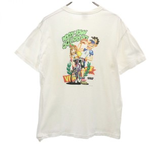 デサント 90s オールド バックプリント 半袖 Tシャツ L 白 DESCENTE メンズ