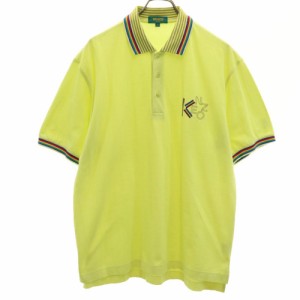 ケンゾー 90s 日本製 オールド 刺繍 ゴルフ 半袖 ポロシャツ 4 イエロー KENZO ハーフボタン メンズ