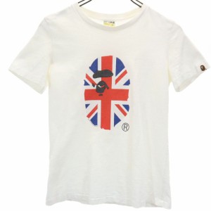 ベイプ 日本製 プリント 半袖 Tシャツ XS ホワイト BAPE A BATHING APE レディース
