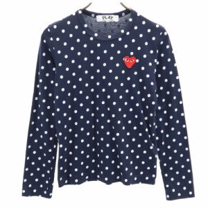 プレイコムデギャルソン 2013年 日本製 ドット 長袖 Tシャツ S ネイビー系 PLAY COMME des GARCONS ロンT レディース