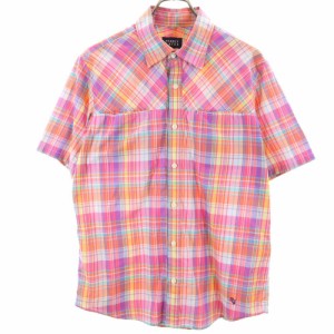 パーリーゲイツ 日本製 ゴルフ 半袖 チェックシャツ 5 ピンク系 PEARLY GATES メンズ