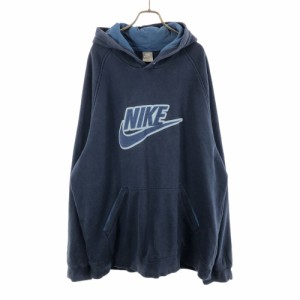 ナイキ 長袖 スウェットパーカー XXL ネイビー NIKE ビッグサイズ プルオーバー  裏起毛 メンズ