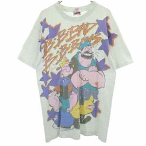 POPEYE 90s USA製 オールド フルーツオブザルーム プリント 半袖 Tシャツ L グレー POPEYE メンズ