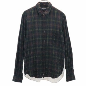 コムデギャルソンオム 2011年 日本製 長袖 シワ加工 チェックシャツ M ブラウン 他 COMME des GARCONS HOMME メンズ