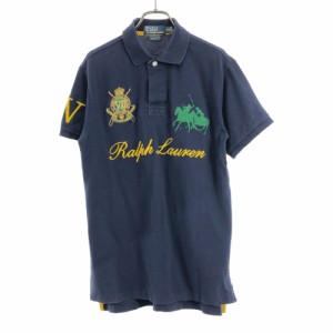 ポロバイラルフローレン 半袖 ポロシャツ M ネイビー系 Polo by Ralph Lauren 鹿の子地 メンズ