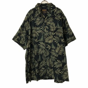 ウールリッチ 総柄 半袖 オープンカラーシャツ 2XL ブラック WOOLRICH ビッグサイズ メンズ