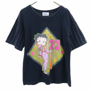 ベティーブープ 半袖 スウェット Tシャツ ブラック系 Betty Boop レディース