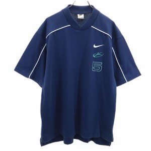 ナイキ 90s 00s 白タグ オールド 半袖 Tシャツ L ネイビー NIKE ユニファーム メンズ