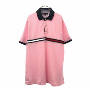 トミーヒルフィガー 半袖 ポロシャツ XL ピンク TOMMY HILFIGER 鹿の子地 メンズ