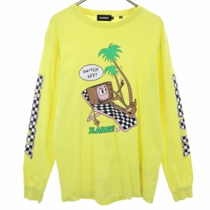 エクストララージ プリント 長袖 Tシャツ M イエロー XLARGE ロンT メンズ