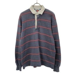 バーバリアン バンドカラーシャツ M 長袖 ボーダー BARBARIAN