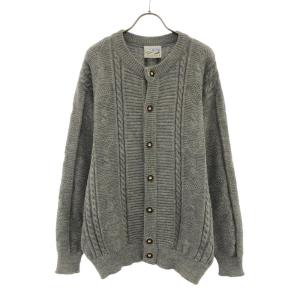 90sアイルランド製アランニットカーディガン ダークグレー