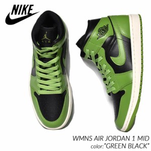 NIKE WMNS AIR JORDAN 1 MID GREEN BLACK ナイキ ウィメンズ エアジョーダン スニーカー ( 黒 緑 BQ6472-031 )