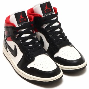 [ナイキ] エア ジョーダン 1 ミッド W AIR JORDAN 1 MID ブラック/セイル/ジムレッド BQ6472-061