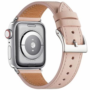 ピンクの砂/シルバーバックル_38/40/41mm コンパチブル Apple Watch バンド アップルウォッチ バンド 本革製 レザー おしゃれバンド iWat