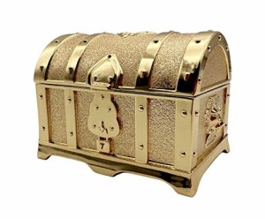 Sサイズ（金色） Ansimple アンティーク調 合金製宝箱 合金ボックス ケース 海賊宝箱 収納箱 小物入れ 宝物入れ 宝箱の宝石箱 アクセサリ