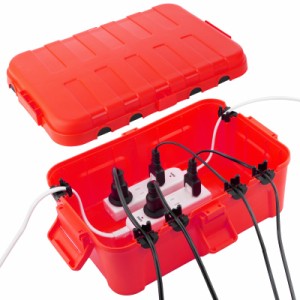 赤 RESTMO コンセントボックス 屋外 電源 防水 ボックス IP54 雨よけ 耐候性 ガーデンライト、タイマー、コンセントプラグに最適 赤