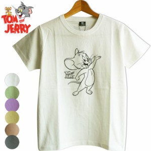 送料無料 トムとジェリー ジェリー Tシャツ Tom&Jerry ねずみ くすみカラー 半袖 レディース メンズ ペアルック レトロ ナチュラル アメ