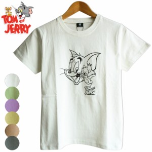 送料無料 トムとジェリー Tシャツ Tom&Jerry くすみカラー 半袖 レディース メンズ ペアルック レトロ ナチュラル アメコミ 双子コーデ 