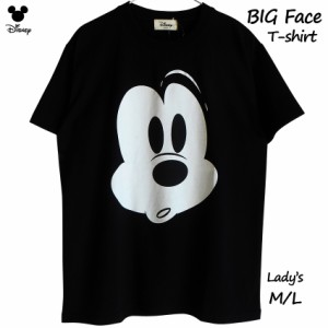 送料無料 Tシャツ ミッキー レディース メンズ ディズニー ミッキーマウス ビッグフェイス BIGフェイス 変顔 コミカル 黒 ブラック disne
