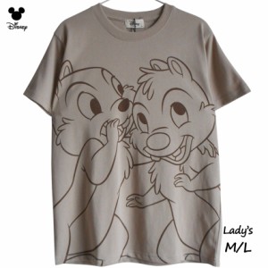 送料無料 Tシャツ チップとデール レディース メンズ ディズニー chip&dale ビッグフェイス BIGフェイス かわいい ベージュ ナチュラル 