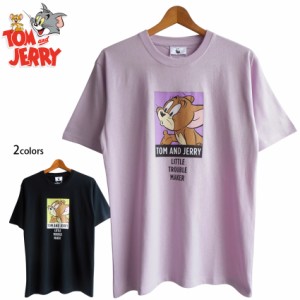 送料無料 トムとジェリー ジェリー メンズ Tシャツ 半袖 かわい スクエア ウィンドウトラブルメイカー Tom&Jerry ねずみ 半袖 くすみカラ