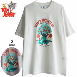 送料無料 トムとジェリー ジェリー メンズ Tシャツ レディース ビッグＴシャツ 半袖 りんごの木 農園 果樹園 Tom&Jerry apple アメコミ 