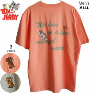 送料無料 トムとジェリー メンズ Tシャツ 半袖 刺繍 バックプリント Tom&Jerry 大きいサイズ アメコミ レディース ビッグＴシャツ ペアル