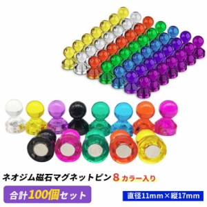 マグネット ピン 100個 セット 磁石 強力 フック 透明 オフィス 学校用 収納 ラック お風呂 キッチン 冷蔵庫 ホワイトボード 吊り下げ ネ