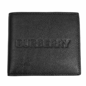 バーバリー 財布 メンズ BURBERRY 二つ折り札入れ エンボスロゴ レザー ブラック 8052881
