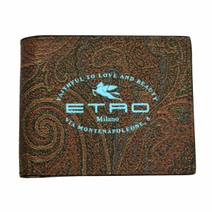 エトロ 財布 メンズ ETRO 二つ折り札入れ ペイズリー柄 PVCコーティングレザー スカイブルーロゴ 1F557 2184 600