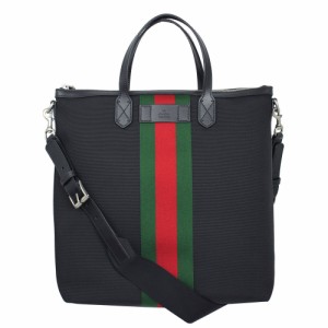 グッチ バッグ メンズ レディース GUCCI 2WAY トート/ショルダーバッグ ウェビングライン キャンバス ブラック アウトレット 619751 KWT7