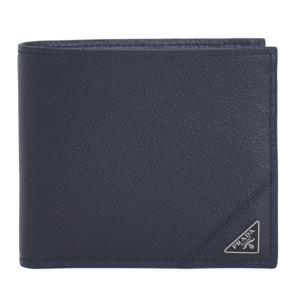 PRADA ネイビー 二つ折り財布 美品✨PRADA 二つ折り財布 サフィアーノレザー ネイビー