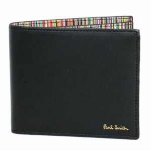 ポールスミス 財布 メンズ PAUL SMITH 二つ折り札入れ レザー ブラック インテリアマルチストライプ M1A 4832 BMULTI 79