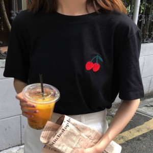 Tシャツ レディース ブラウス 5分袖 春 スポーツ ゆったり ブラック 40代 ロゴ カジュアル 7分袖 薄手 Vネック かわいい ティーシャツ 大