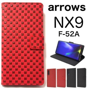 arrows NX9 F-52A(docomo)用市松模様デザイン手帳型ケース スマホケース 手帳型