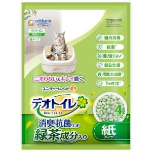 (まとめ）デオトイレ 飛び散らない緑茶成分入り消臭サンド 4L （ペット用品)〔×8セット〕