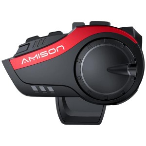 Amison バイクインカム Bluetooth 5.0 無線機 IP67防水 ヘルメット用インカム 自動ペアリング バイク用通信機器 レッド