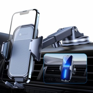 Andobil スマホホルダー 車 スマホスタンド 全面保護 安定性 吸盤 送風口兼用 携帯ホルダー 360度 伸縮 iPhone など4-7インチ